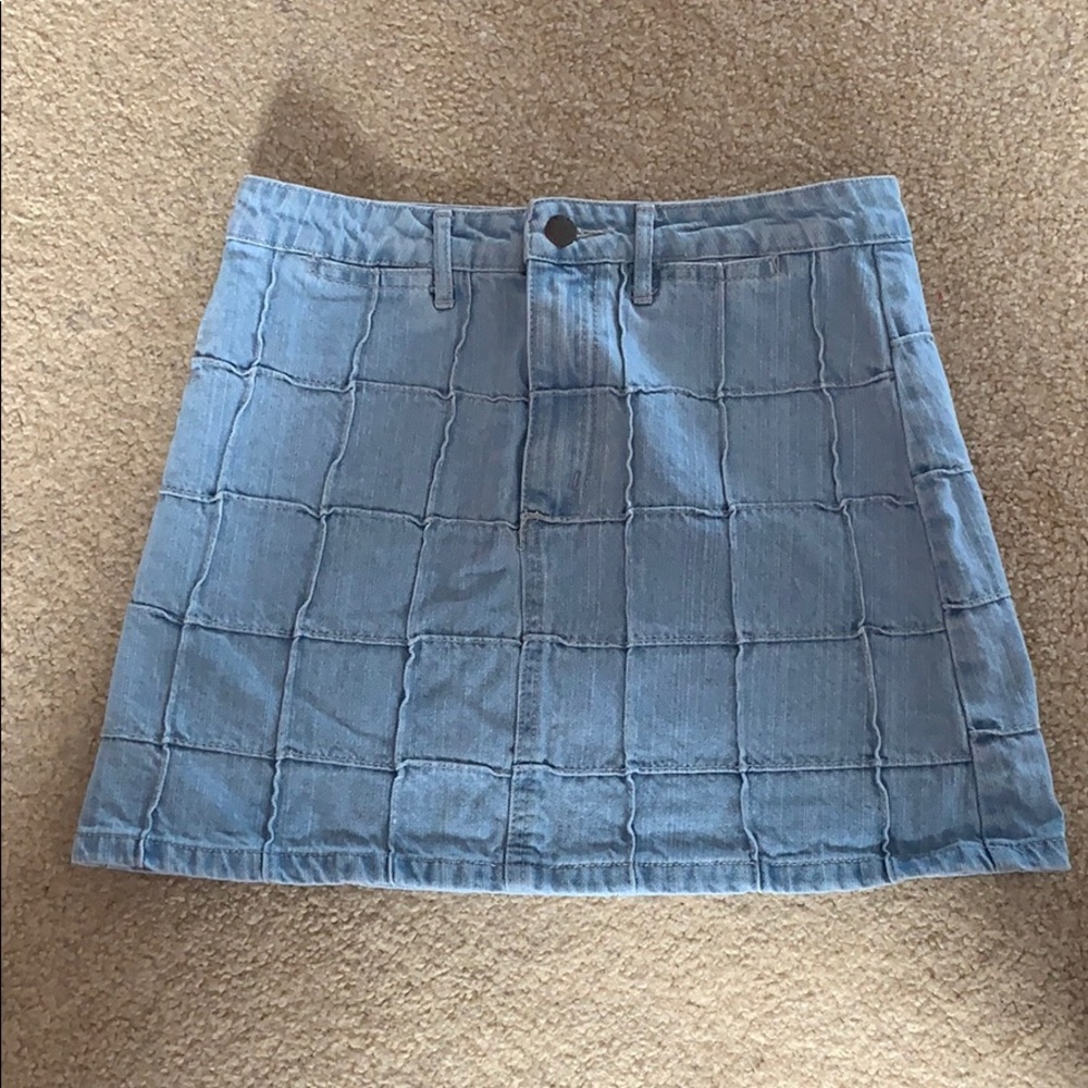 Patterned Denim Mini Skirt